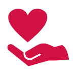 Heart in hand icon