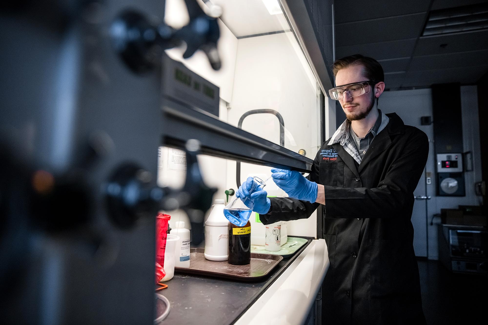 A student working in a lab