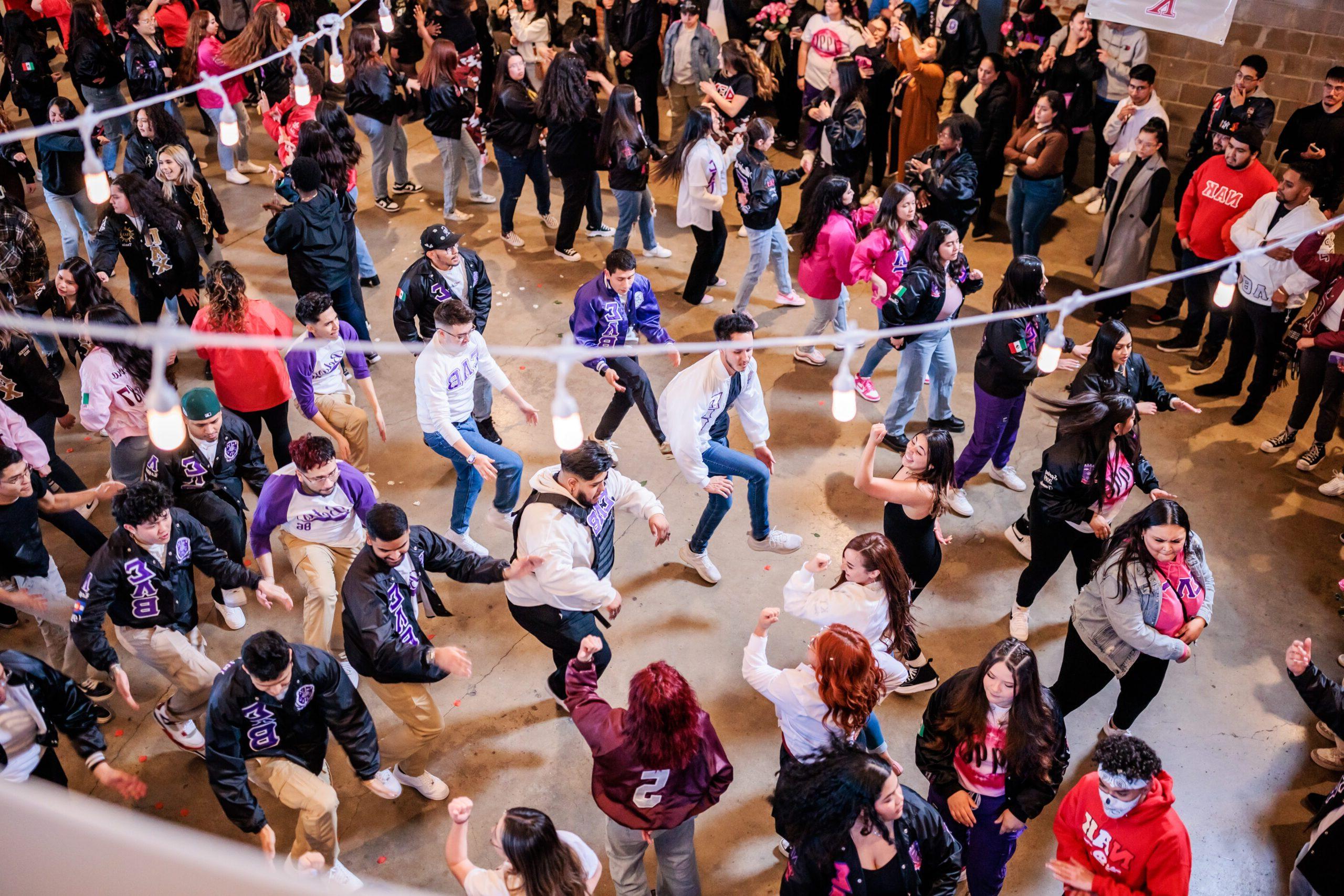 A top view of people at a gathering