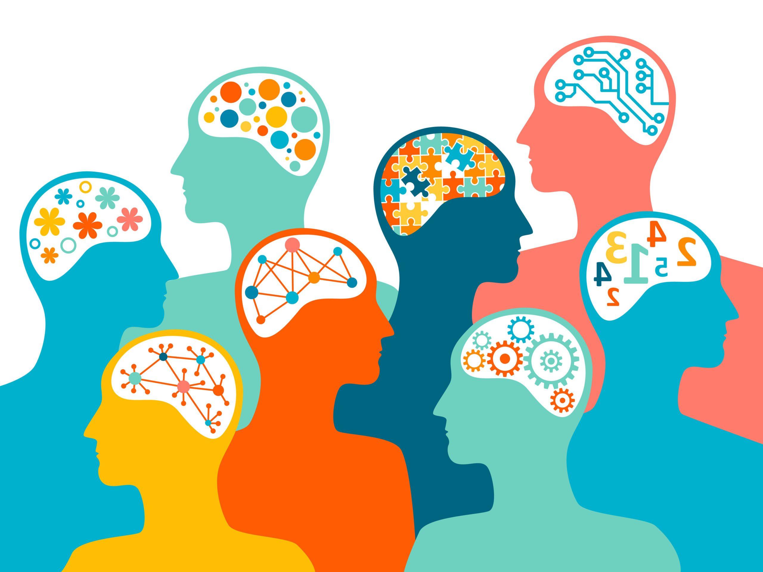 abstract graphic of people with different brain characteristics