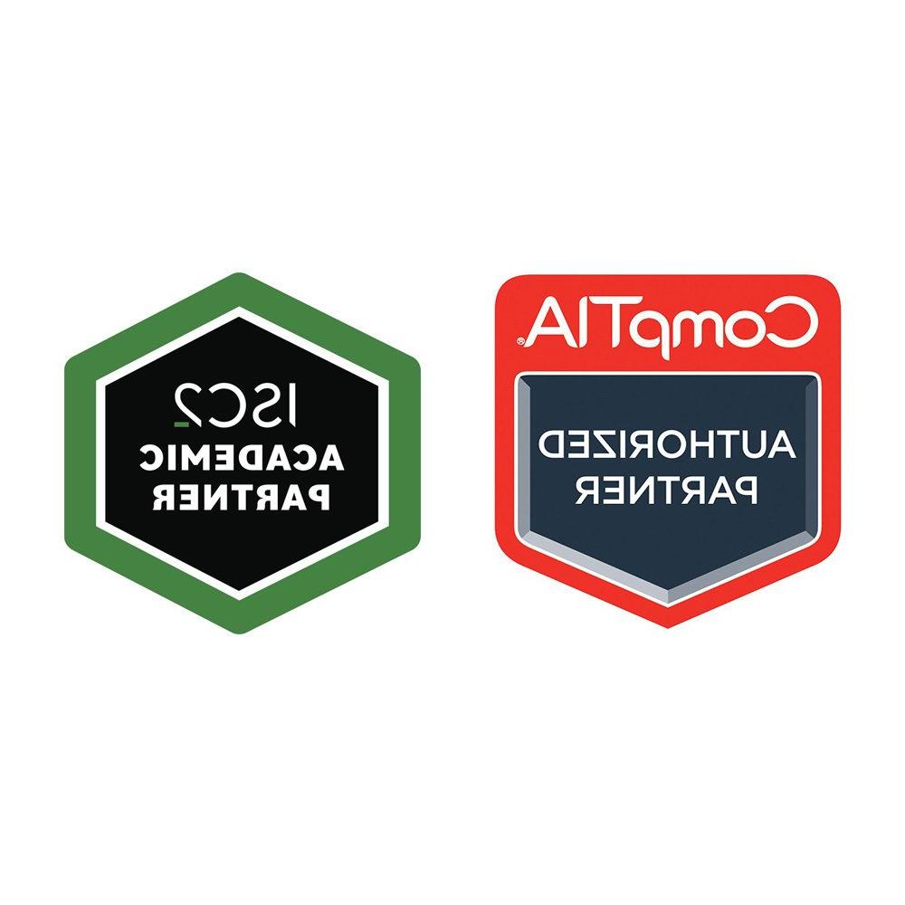 CompTIA Authorized Partner and iSC2 Academic Partner seals